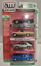 AW Auto World Deluxe 4 Pack Pontiac Firebird Chevrolet Camino Mustang Mercury