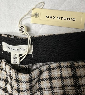 Max Studio Women's A-Line Plaid Short Skirt Black Beige White Size S