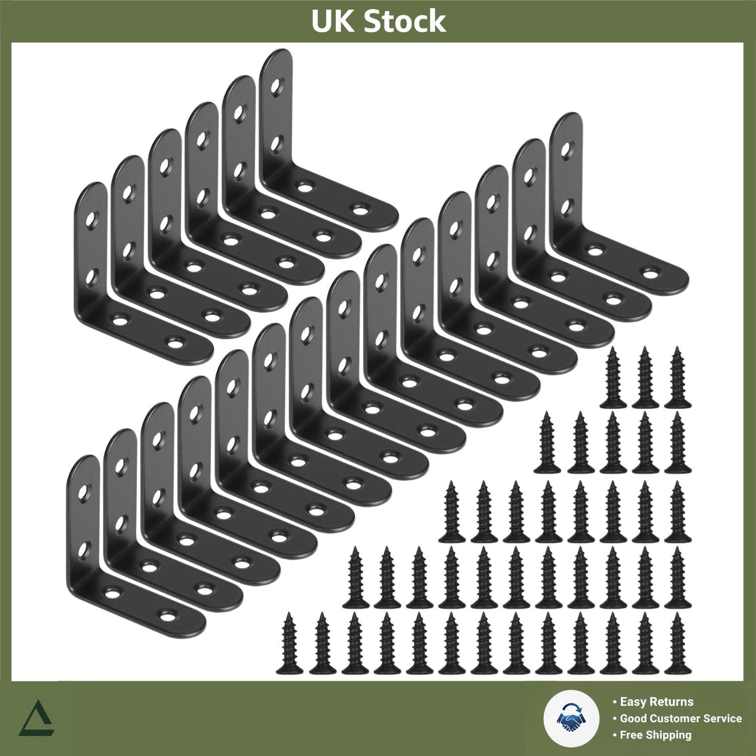 Durable Stainless Steel 90 Degree Angle Corner Bracket 20pcs Black 50mm