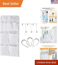 Hanging Mesh Shower Organizer with 8 Pockets  Hooks - Ultimate Storage Solution