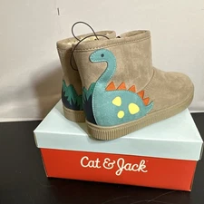 Toddler Girls' Vesper Dinosaur Zip Winter Shearling Boots Cat & Jack Size 12