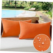 Pack of 2 Outdoor Waterproof Throw Pillow Covers 12x20 Inch Pack of 2 Orange
