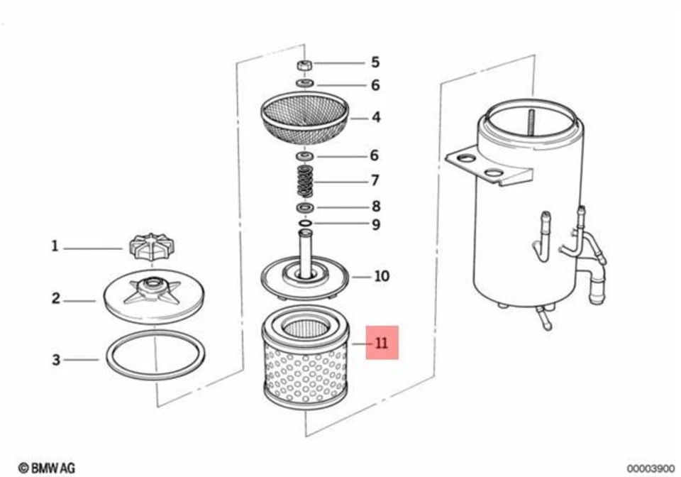 Filtro de direção hidráulica genuíno BMW E31 E32 E34 Coupe Sedan fabricante de equipamento original 32411137788 - Imagem 2 de 4