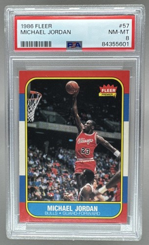 84355601 Michael Jordan 1986 Fleer #57 Rookie RC Hall of Fame HOF GOAT PSA 8