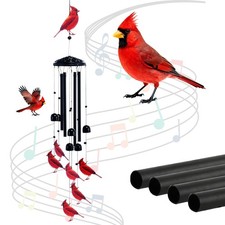 Cardinal Black Metal Wind Chimes for Outside, Memorial Garden Decor, Outdoor ...