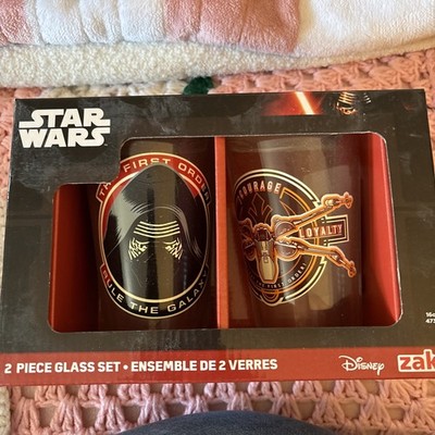 Star Wars 2 piece Glass Set Tie Fighter First Order & Justice Rebel Forces NIB