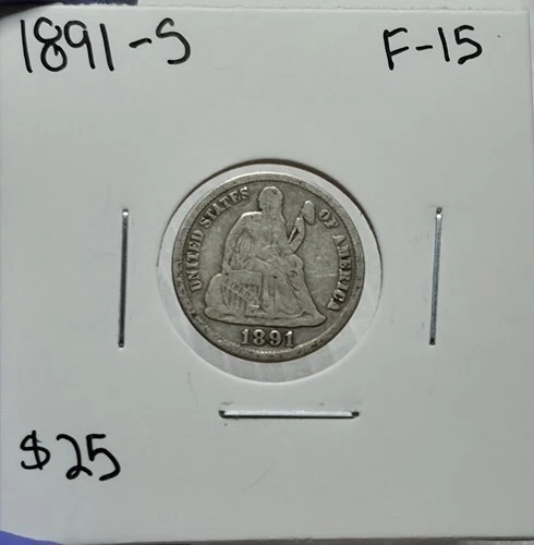 1891-S Seated Liberty Dime — photo from the most recent tracked eBay sale