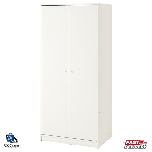 IKEA KLEPPSTAD Armario 2 Puertas Blanco Dormitorio Armario de Almacenamiento Moderno 79x176 cm