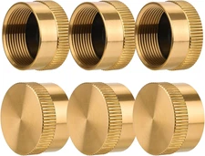 6 Pcs Solid Brass Propane Refill Bottle Caps for 1 LB Tanks, Universal Fit