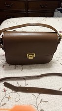 Brown Leather Shoulder Bag/crossbody With Gold Hardware.