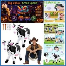 2 Pieces Inflatable Cow Farm Decor Set 37" Long Outdoor Indoor