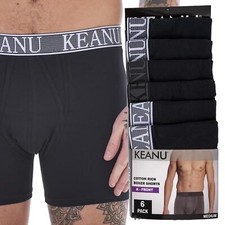 Keanu 6 / 12 Pack Mens Cotton Rich Button A Front Comfort Fit Boxer Shorts 
