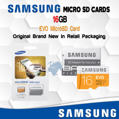 SAMSUNG EVO Micro SD Card 16GB with Adapter Memory Class 10 Fast HD Genuine OEM
