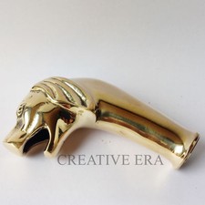 New Golden Brass Victorian Dog Head Only Handle for Shaft Walking Stick Cane
