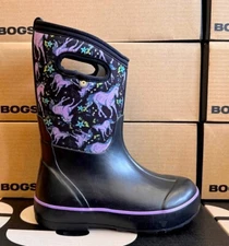 Bogs - Kids Classic II Unicorn Insulated Black Lilas Winter Boots New in Box