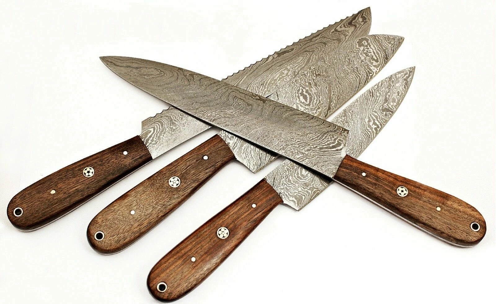 WP-Knives Custom Handmade Damascus Steel Splendid Kitchen Set Knives Lots of 4