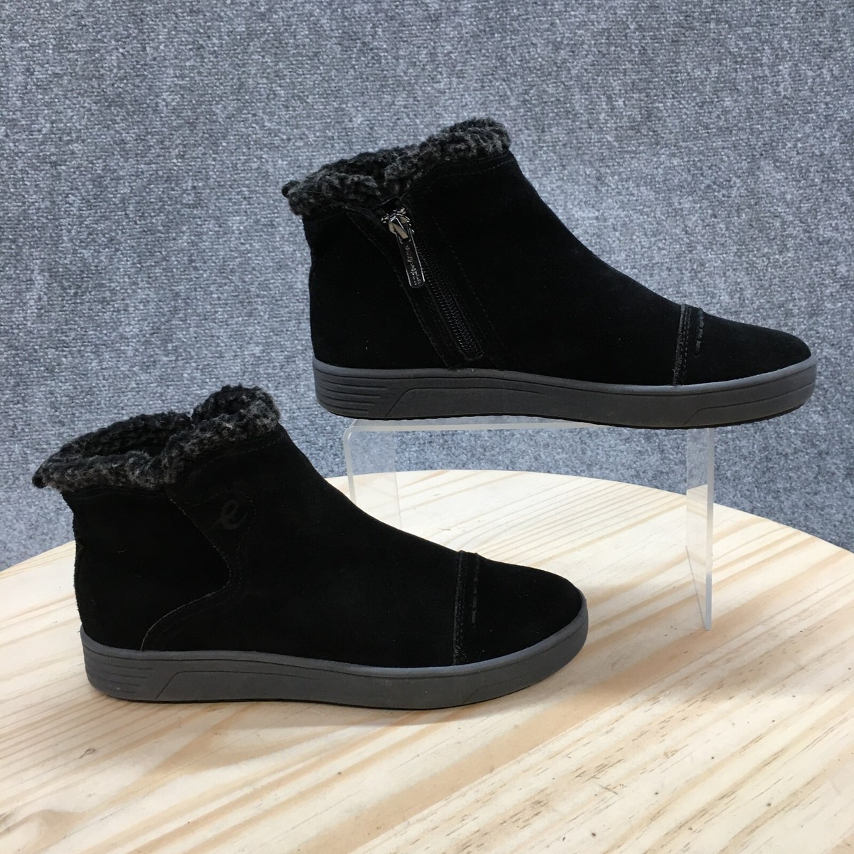 Easy Spirit Boots Womens M North Winter Black Leather Side Zip