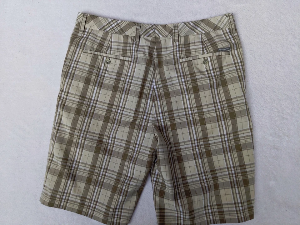 Ashworth Mens 36 Shorts Gray Beige Plaid Check Chino Golf - Image 3 of 4