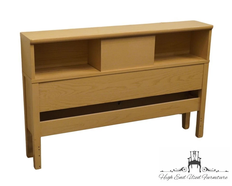 MENGEL FURNITURE Bleached Oak Mid Century Modern MCM Full Size Bookcase Headb... - Image 3 of 4