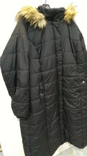 Roamans Long Quilted Faux Fur Hooded Parka Sz 1x (22/24) *black*