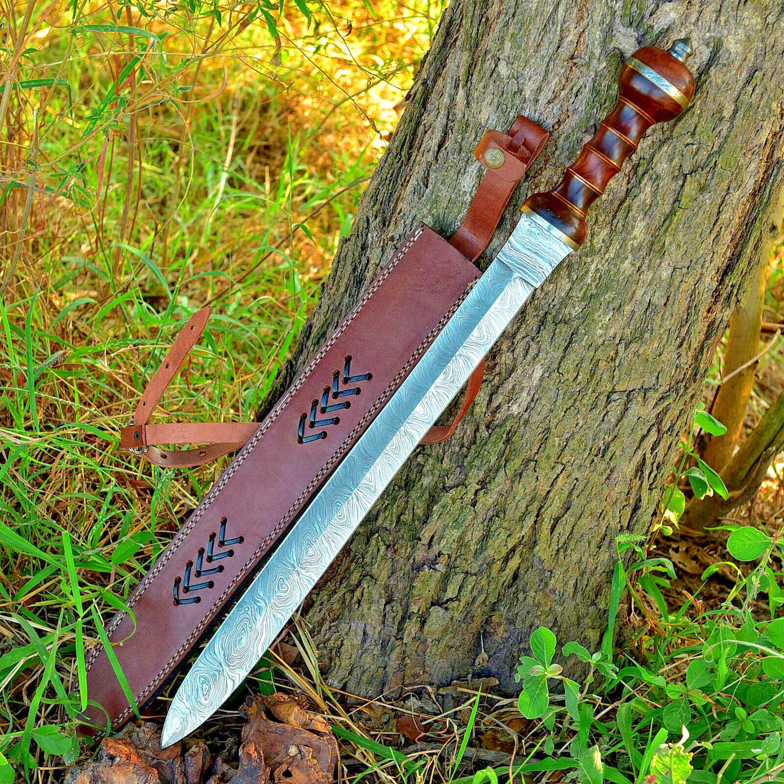 HANDMADE DAMASCUS STEEL GLADIATOR GLADIUS SWORD WITH SHEATH Every Day Carry 2913