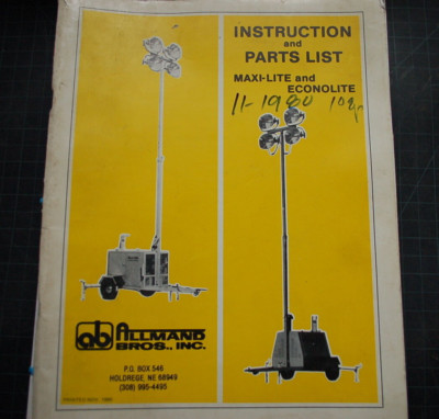 ALLMAN BROS MAX-LITE ECONOLITE Operation Maintenance Manual OPERATOR owner guide