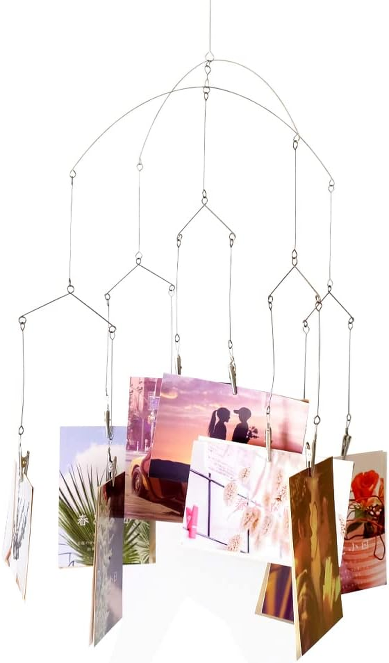 Wind Chime Style Photo Clip Display, Metal Vertical Photo Hanging Display Clips