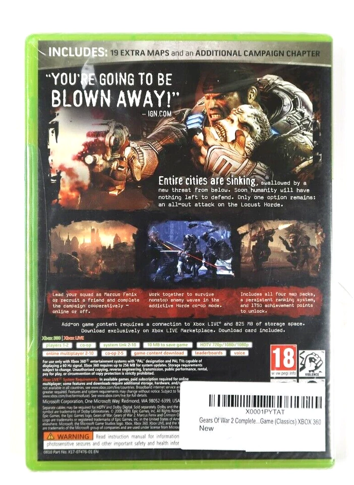 Gears Of War 2 Complete Collection Game Xbox 360 PAL Version Brand New Game - Image 2 of 2