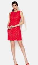 Elie Tahari Painted Lady Red Mini Crocheted Lace Floral Dress Size 10 (Medium)