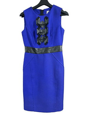 Milly of New York Wool Vegan Leather Cobalt Electric Royal Blue Sheath Dress  Siz | eBay