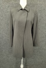 Lafayette 148 New York Blazer Womens 6 Lined Silk Wool Mid Length Pockets Gray