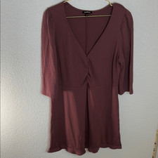 Express -Burgundy V-Neck twist Dress-3/4 sleeve- Size XL