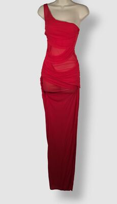 knee length dresses for ladies Printed Mesh O-neck Ruched Long Dress