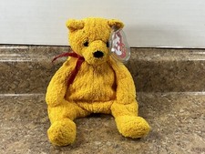 TY Beanie Baby Poopsie The Bear Color, Red And Yellow Made In 2001 Used