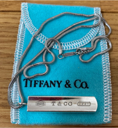 Tiffany & Co. Tiffany 1837 Bar Plate Pendant Necklace silver