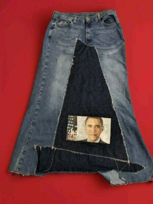 Levis 515 Womens Reconstructed Obama Blue Jeans Stretch Denim Skirt 14L ...