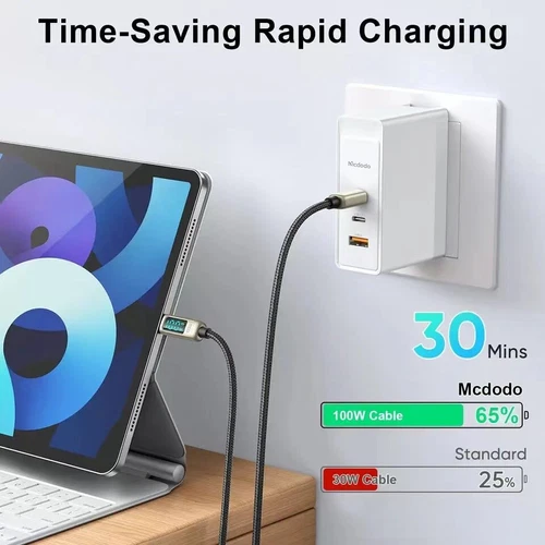 USB C to USB C Cable 100W PD Fast Charging Cord Type-C Charger with LED Display - Picture 8 of 14