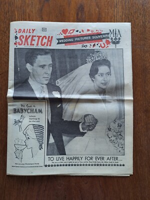 Vintage DAILY SKETCH Souvenir Paper May 7 1960 Princess Margaret's Royal Wedding