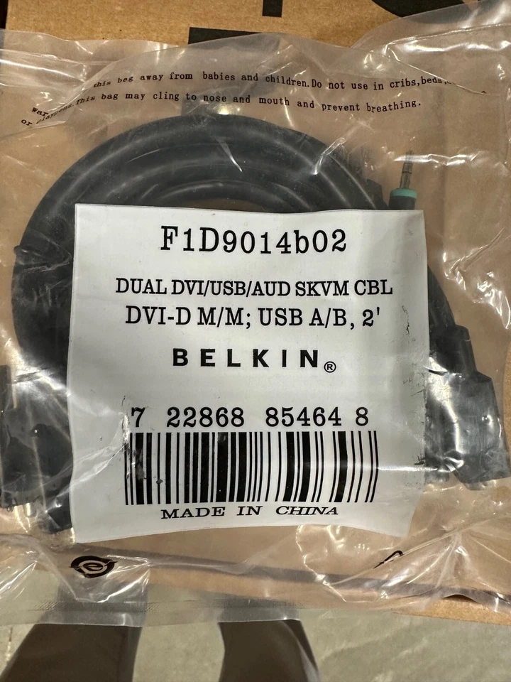 F1D9014b02 - Belkin Dual DVI USB audio 2’ kVM Cable - package or case - Image 4 of 4