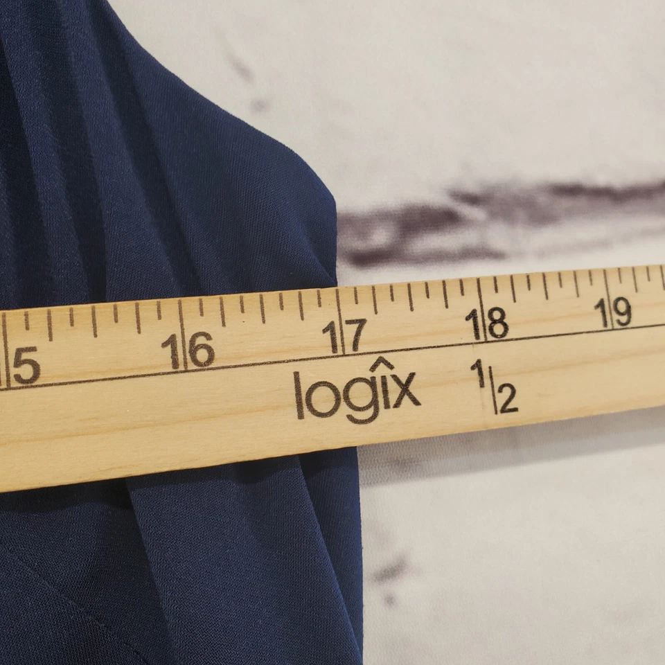 Mono VINCE CAMUTO para mujer 12 sin mangas cremallera geométrica pierna ancha azul blanco Foto 3 de 4