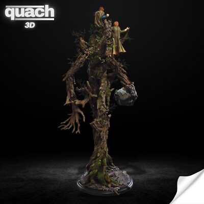 TreeBeard (Ent) With Hobbits Figure, LOTR Stl File 3D Printing