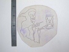 vtg 1960s 70s Tattoo Flash acetate stencil Sands of Time Reaper REP1