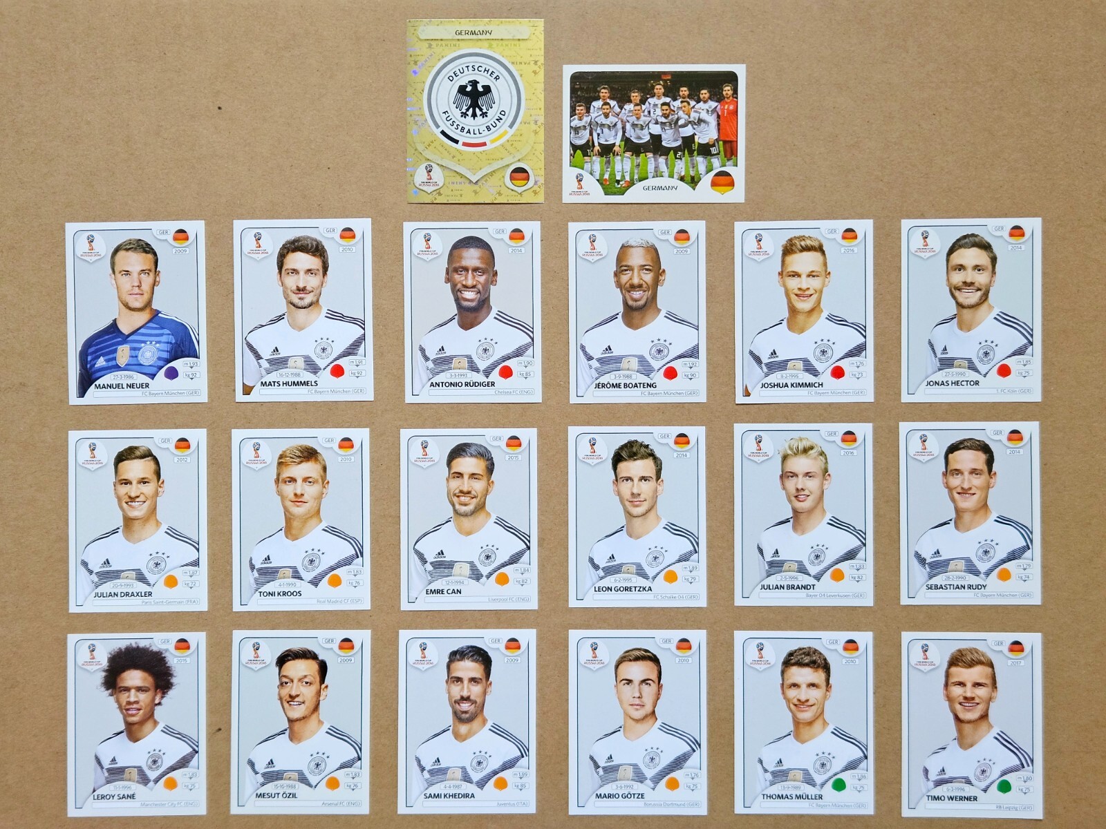 Panini World Cup 2018 Russia Stickers - Germany Complete Team