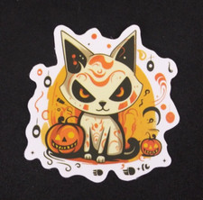 Evil Cat Halloween Kitty Cat Sticker 2.18" Q
