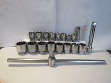 19 Pc Heavy Duty Socket Set 2 - 34 Sockets 2 Extenders1 Break Bar H67kd