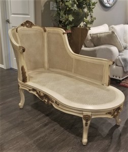 Vintage Frances Louis Xv Provincial De Cana Sofa Cadeira Banco De