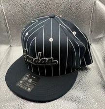 Air Jordan Pro Hat Men L/XL Black Pinstripes Jumpman Snap Back Cap New W/Tags