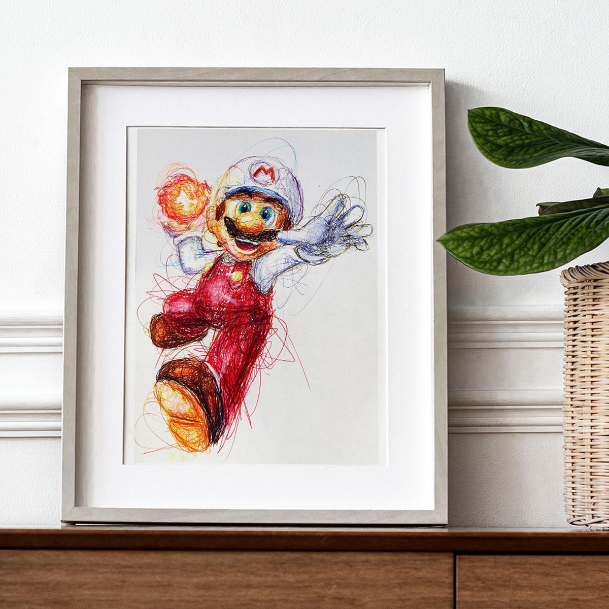 Fire Flower Mario Ballpoint Pen Print, Super Mario Art | eBay