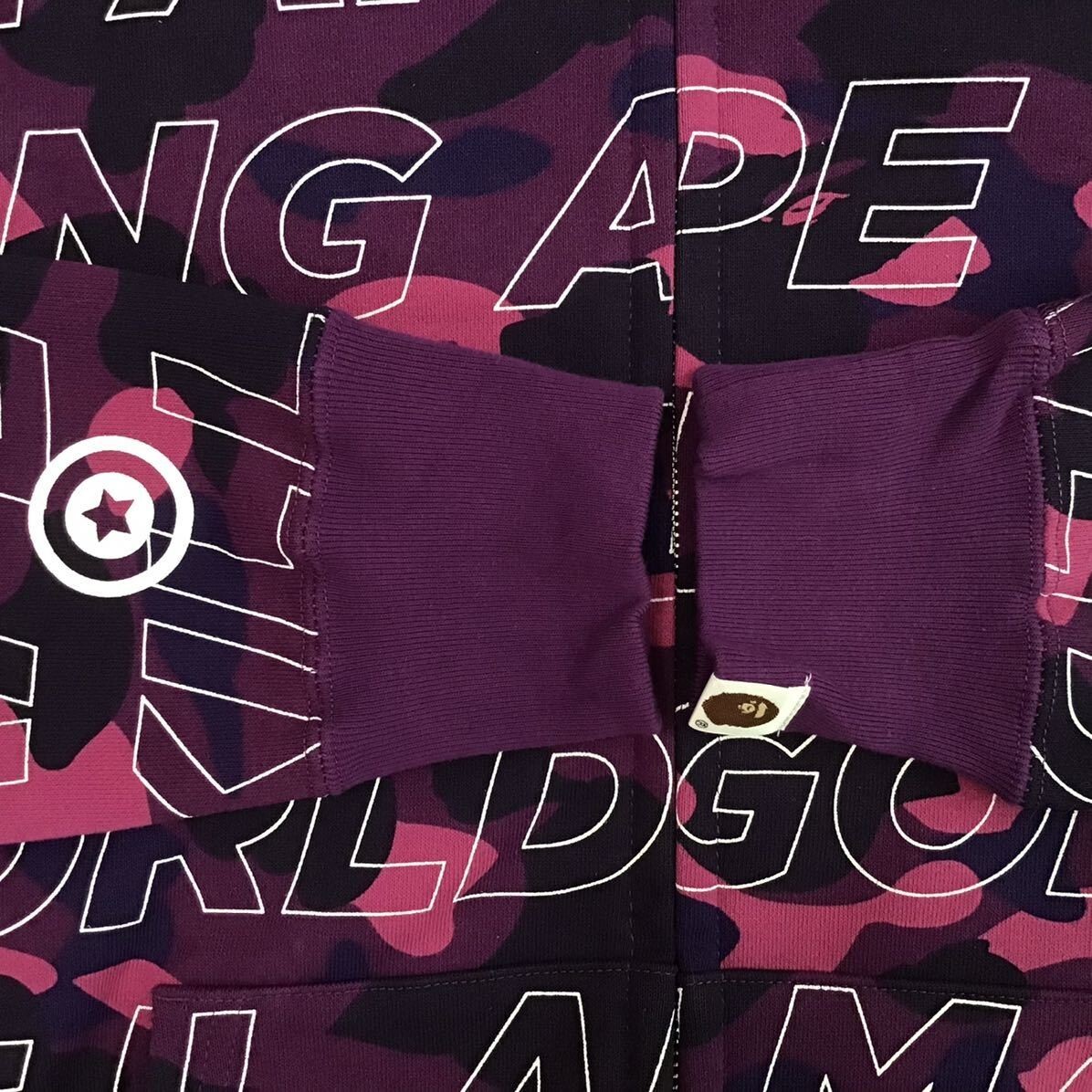 BAPE text color camo Shark full zip hoodie purple camo A Bathing