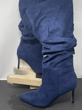 Justfab Khloy Slouch Nice Blue Heeled Boots Women’s Size 6.5